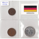 Serietta 3 Reich da 1 - 2 - Reichspfennig e un 2 Marchi in argento circolate anno 1939